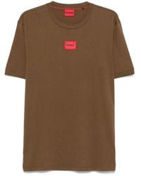 HUGO - Logo-Embroidered Cotton T-Shirt - Lyst