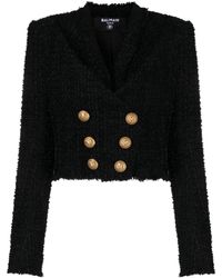 Balmain - Double-breasted Cropped Jacket - Lyst
