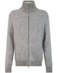 Herno - Pull En Maille À Chevrons Zippé - Lyst
