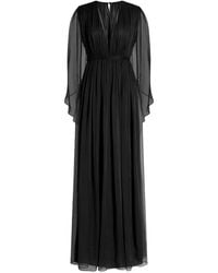 Alberta Ferretti - V-Neck Silk Dress - Lyst