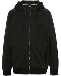BOSS - Rubberised-Logo Zip-Up Hoodie - Lyst