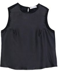 Whyci - Satin-Finish Sleeveless Blouse - Lyst