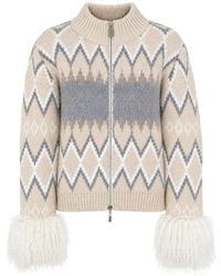 PHO® Firenze - Jacquard-Knit Faux-Fur Cardigan - Lyst