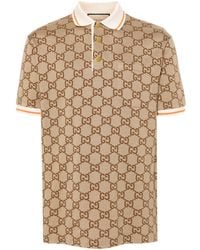 Gucci - Poloshirt Aus Baumwolle Und Seide Mit GG - Lyst