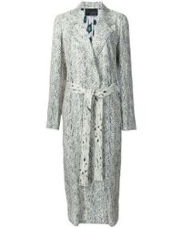 Calvin Klein Abrigo estampado con cinturón - Blanco