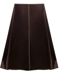Marni - Deep- Satin Midi-Skirt With Contrast Stitching - Lyst