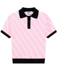 MSGM - Polo À Rayures Diagonales - Lyst
