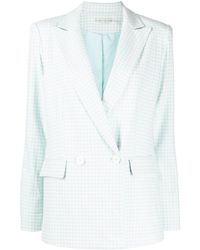 Alice + Olivia - Justin Houndstooth-pattern Double-breasted Blazer - Lyst