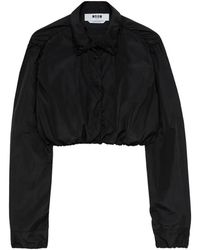 MSGM - Cropped Gathered-Detail Shirt - Lyst