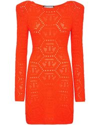 Philipp Plein - Robe Courte À Intarsia Monogrammé - Lyst