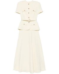 Self-Portrait - Belted-Detail Button-Up Maxi Dress - Lyst