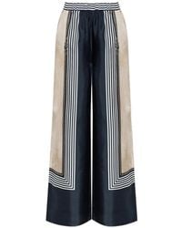 Max Mara - Carabo Gestreepte Zijden Palazzo Broek - Lyst