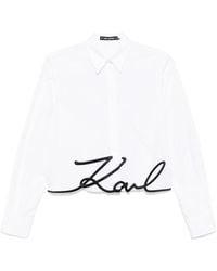 Karl Lagerfeld - Cropped-Hemd Mit Logo-Stickerei - Lyst
