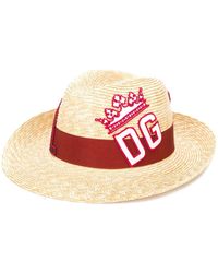 Dolce & Gabbana Sombrero de verano con logo bordado - Multicolor