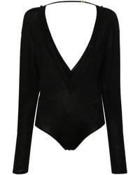 Saint Laurent - V-neck Fine-knit Bodysuit - Lyst