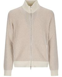 Lardini - Striped Zip-Up Cardigan - Lyst