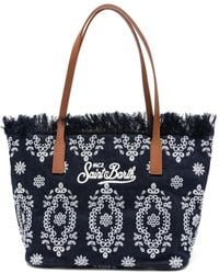 MC2 Saint Barth - Embroidered-Logo Fringed Shoulder Bag - Lyst