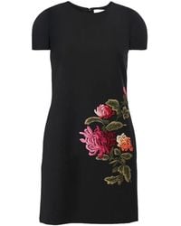 Carolina Herrera - Chrysanthemum-Embroidered Mini Dress - Lyst