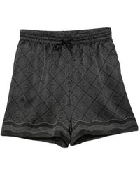 CASABLANCA - Monogram-Print Silk-Twill Shorts - Lyst