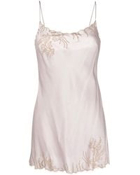 Carine Gilson - Lace Applique Silk Slip Dress - Lyst