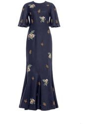 Agua Bendita - Robe Longue Ave Anhelo En Lin À Broderies - Lyst