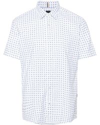 BOSS - Geometric-print Cotton Shirt - Lyst