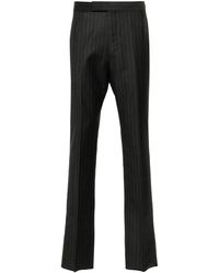 Thom Browne - Pinstriped Wool Trousers - Men's - Wool/cotton/polyester/cupro - Lyst