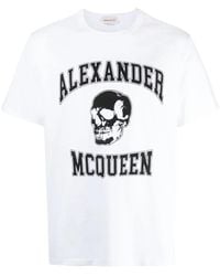 McQueen - T -shirt Mit Uni -logo Und Schädeldruck - Lyst