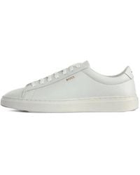 BOSS - Kieran Grained-Leather Sneakers - Lyst