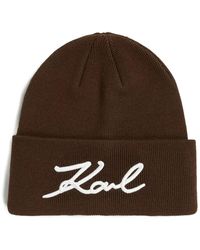 KARL LAGERFELD - Signature Beanie Hat - Lyst