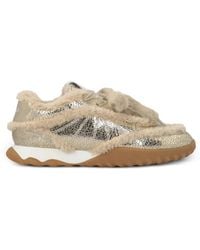 Pinko - Lather Sneakers With Faux Fur Details - Lyst