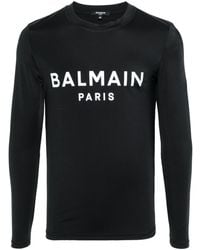 Balmain - T-shirt a maniche lunghe con stampa - Lyst