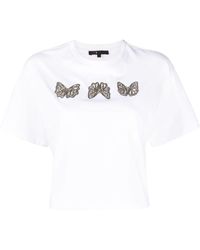Maje - Butterfly-print Rhinestone -embellished T-shirt - Lyst