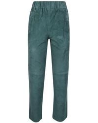 Via Masini 80 - Elastic-Waist Suede Trousers - Lyst