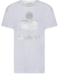 Isabel Marant - T-Shirt Aus Leinen Mit Logo-Print - Lyst