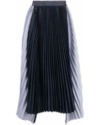 Sacai - High-Waisted Panelled Pleat Skirt - Lyst