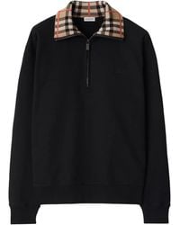 Burberry - Check Collar Sweatshirt - Lyst