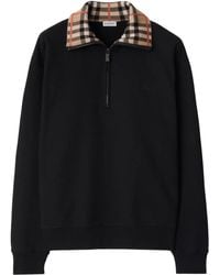 Burberry - Check Collar Sweatshirt - Lyst