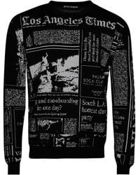 Palm Angels - Newspaper-Print Crew Neck Sweater - Lyst