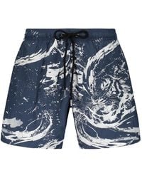 Philipp Plein - Tiger-Print Drawstring Swim Shorts - Lyst