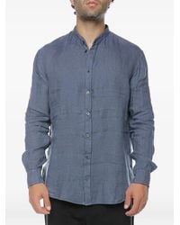 Emporio Armani - Mandarin-Collar Linen Shirt - Lyst