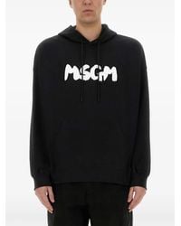 MSGM - Hoodie With Spacious Hood And Graphic Logo - Lyst
