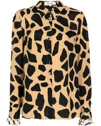 Diane von Furstenberg - Giraffe-print Long-sleeve Shirt - Lyst