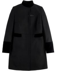 Fay - Velvet-Trimmed Tailored Coat - Lyst