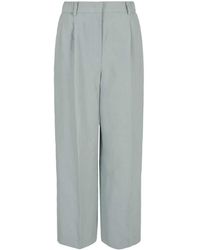 Giorgio Armani - High-waisted Linen Cropped Trousers - Lyst