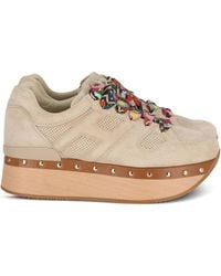 Hogan - Perforated-Front Platform Suede Sneakers - Lyst
