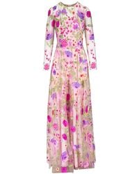 Naeem Khan - Floral-Embroidered Long-Sleeve Maxi Dress - Lyst