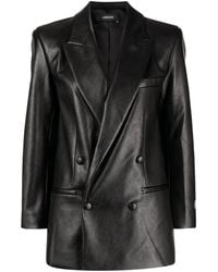 ANOUKI - Blazer En Cuir Artificiel À Boutonnière Croisée - Lyst