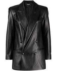 ANOUKI - Double-Breasted Faux-Leather Blazer - Lyst
