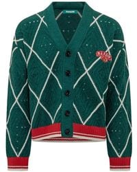 Barrow - Argyle-Knit Logo-Patch Cardigan - Lyst
